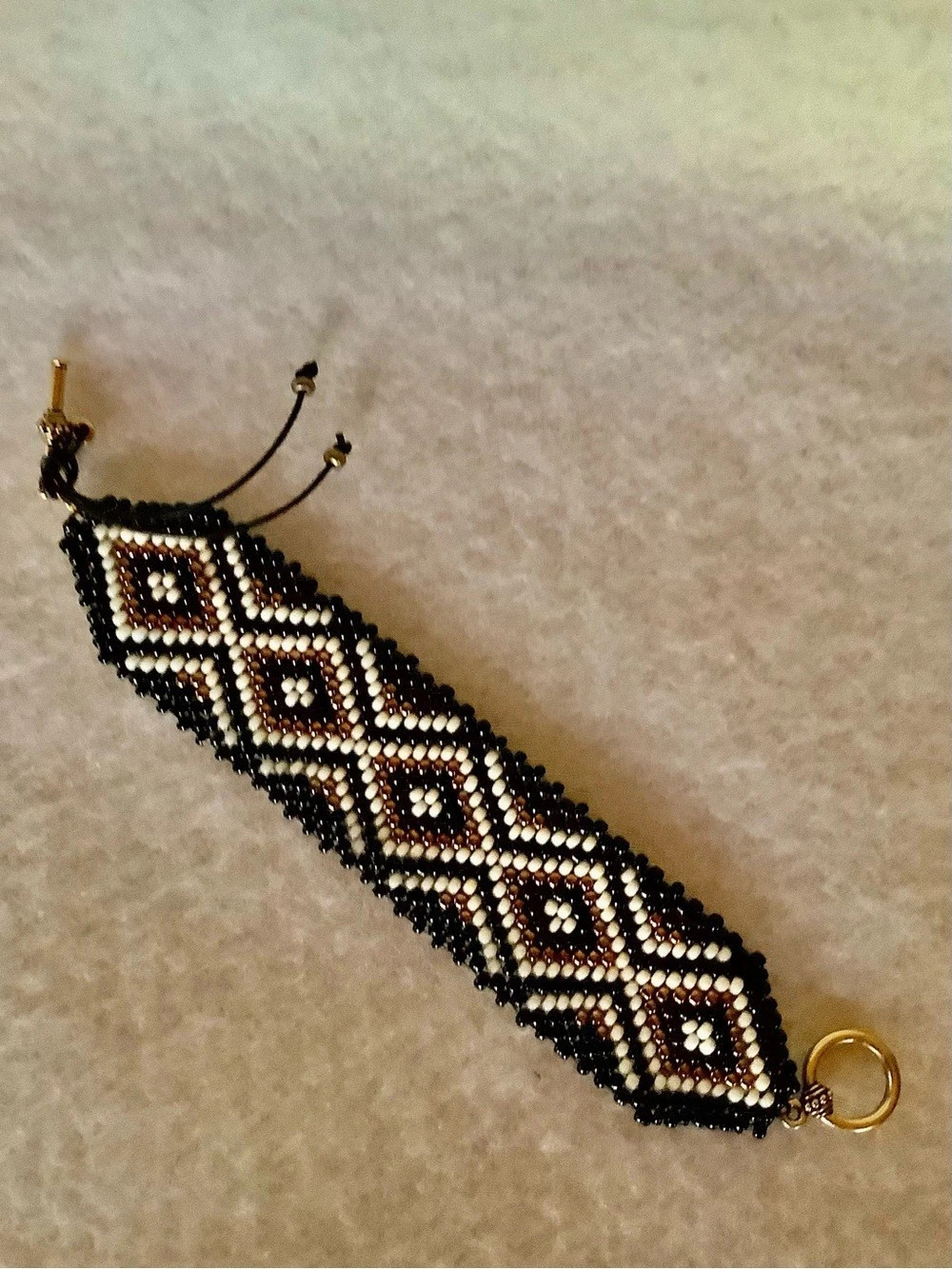 Beaded Geometric Bracelet in Black & White
